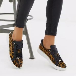 Ted Baker London Leopard Print Calf Hair Sneakers Sz 8
